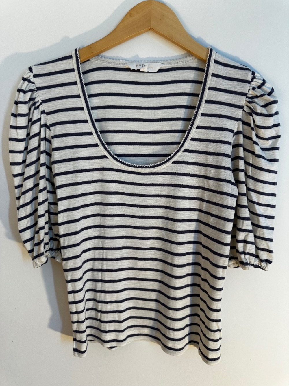Soft Joie Puff Sleeve Striped Blouse - size M